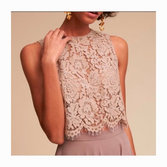 Jenny Yoo Tops - Jenny Yoo Lace Top Sleeveless Crop Mauve Size XS